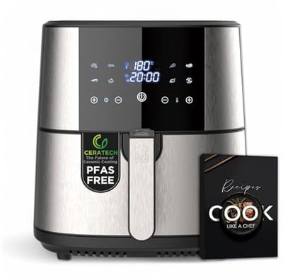 Heteluchtfriteuse - Airfryer - Gezond Koken - Keramische Coating - 6 Liter - Zilver