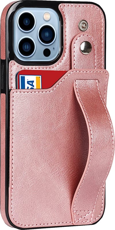 Hoesje geschikt voor Samsung Galaxy A22 5G - Backcover - Pasjeshouder - Portemonnee - Handvat - Kunstleer - Roze