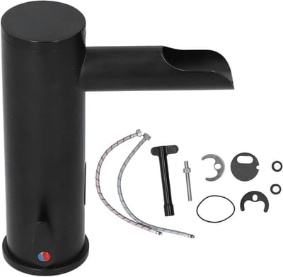 Automatische Sensor Kraan - Touchless Wastafelkraan - Hygiënisch Werken - Massief Messing Materiaal - G1/2" Aansluiting - Zwart