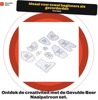 Dailygoods- Naaipatroon Gevulde Beer - Herbruikbare Naaisjabloon Set - DIY Poppen Maken - 10 Stuks - Veilig in Gebruik - Creatieve Hobby - Poppenpatroon