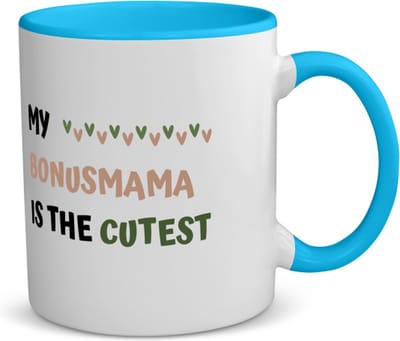 Akyol - my bonusmama is the cutest koffiemok - theemok - blauw - Mama - schattige bonusmoeder - moeder cadeautjes - moederdag - verjaardagscadeau - verjaardag - cadeau - geschenk - kado - gift - moeder artikelen - 350 ML inhoud