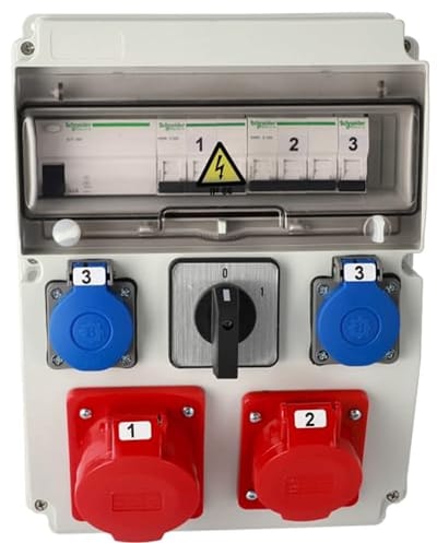Stroomverdeler voor gebouwen, IP65, 32A, 16A, 2x200/250V SCHUKO IP44