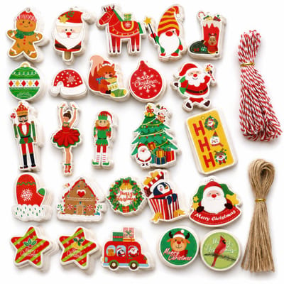 100 Kerst Kraft Karton Cadeau Labels met 100 Jute Touwtjes - Kartonnen Kerstkaarten - Cadeaulabels Kerstmis Versiering Maken - Kerstversiering Decoratie voor Binnen - Kleine Kraftpapier Etiketten - Prijskaartjes\Prijslabels Koord