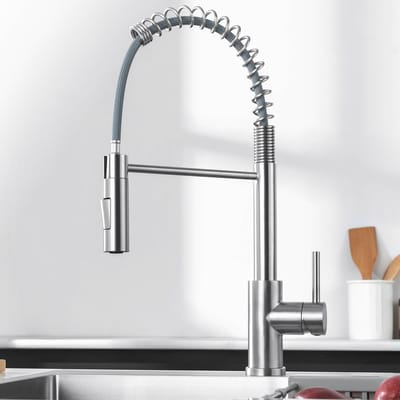 Anycee Max Keukenkraan Met Uittrekbare Uitloop - Keuken Kranen - 360° Draaibare Keukenkraan - Keukenmengkraan inclusief aansluitingen - 2 straalsoorten Flexibele Slang – Zilver
