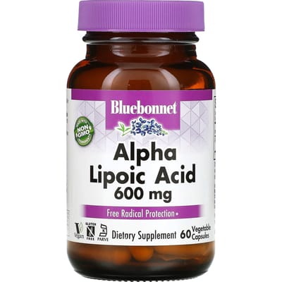 Bluebonnet Nutrition, Alfa-liponzuur, 600 mg, 60 Plantaardige Capsules