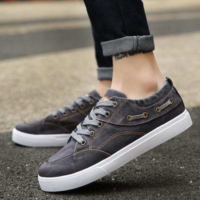 Heren Denim Canvas Schoenen Effen Kleur Ademend Comfortabel Effen Kleur Casual Sportschoenen Heren Platte Schoenen NIEUW 44 gray
