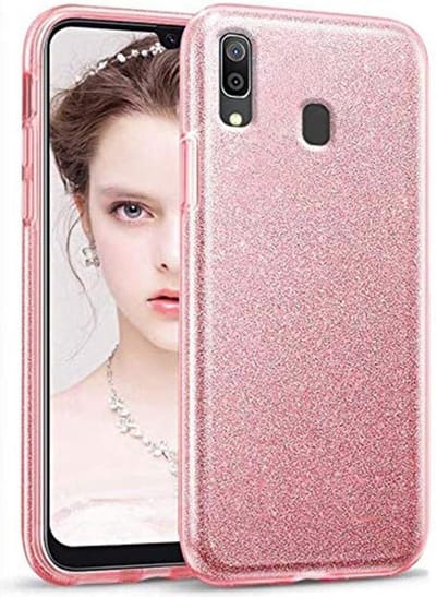 Backcover Hoesje Geschikt voor: Samsung Galaxy A01 Glitters Siliconen TPU Case licht roze - BlingBling Cover