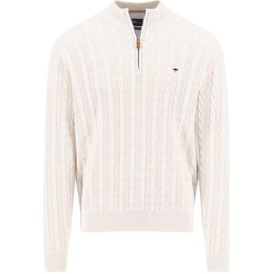 Fynch-Hatton Trui Troyer Zip Cable Knit New Off White / male