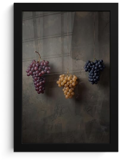 Poster in lijst - Fotolijst 20x30 cm - Posters - Druiven - Kleurrijk - Muur - Posterlijst zwart - Decoratie - Wanddecoratie woonkamer - Muurdecoratie slaapkamer