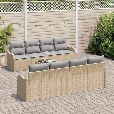 vidaXL - Tuinbank - Set - Beige - 55 - x - 55 - x - 37 - cm - poly - rattan
