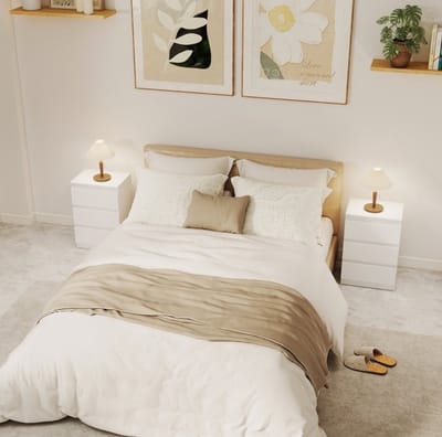 STILVORA Nachttafel Set Van 2 Met 3 Laden - Modern Voor Slaapkamer En Woonkamer - MDF Wit - 40 x 30 x 59,5 Cm