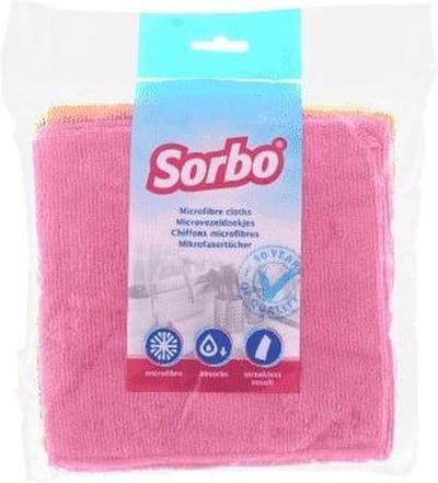 5x Microvezel huishoud/schoonmaakdoek gekleurd 35 x 35 cm - Sorbo vaatdoekjes - Wonderdoeken - Microvezeldoekjes
