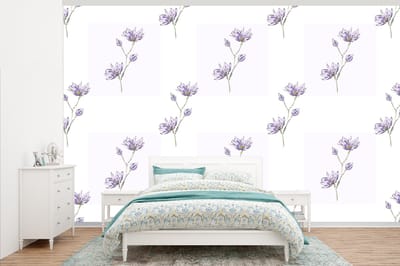 Behang - Fotobehang Bloemen - Paars - Lente - Patronen - Breedte 345 cm x hoogte 220 cm
