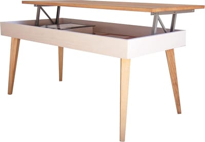 Opklapbare salontafel - Woonkamer tafel - Opbergen en werken - Met lade en verhoogbaar