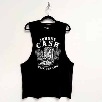 Johnny Cash - Walk The Line Boots Tanktop - S - Zwart