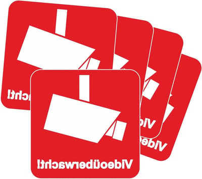 Waarschuwingsstickers Videobewaking - Camerabewaking Stickers - Afschrikken Inbrekers - UV- en Weerbestendig - 4 x 4 cm - Rood