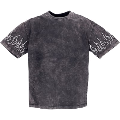Geborduurd Flames Tee heren T-shirt grijs/wit