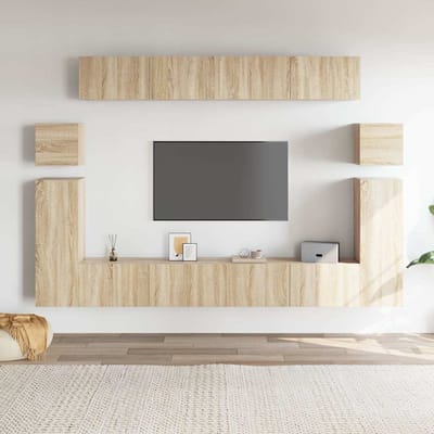 vidaXL - 8-delige - Tv-meubelset - bewerkt - hout - sonoma - eikenkleurig