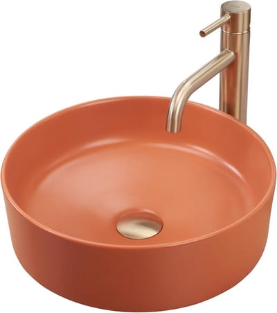 Opzetwastafel - Waskom Keramiek - Badkamer Inrichten - Ruimtebesparend Ontwerp - 37 x 37 x 13.5 cm - Oranje