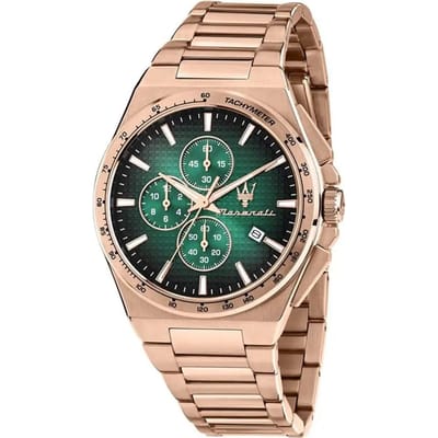 Maserati Velocità Groen Roségoud Roestvrij staal Heren Quartz Chronograaf R8873653001 groen