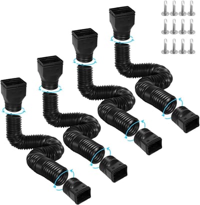 Flexibele goot downspout verlengstukken - Uitschuifbaar van 21" tot 67" met adapters voor regenwaterafvoer