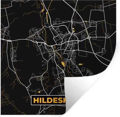 Muurstickers - Sticker Folie - Hildesheim - Goud - Stadskaart - Kaart - Plattegrond - Duitsland - 100x100 cm - Plakfolie - Muurstickers Kinderkamer - Zelfklevend Behang XXL - Zelfklevend behangpapier - Stickerfolie