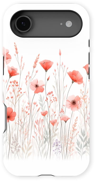 Bloemen Design Hoesje geschikt voor iPhone 17 Air | Flower Print Tough Case met Mag | Shockproof | Bloemen Motief Backcover geschikt voor iPhone 17 Air Blush Border