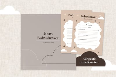 Bumpy Beige Babyshower Invulboek + GRATIS Invulkaarten - Jouw Babyshower - Natuurtinten - Stevig papier - 210x210mm - A6 - More Morris