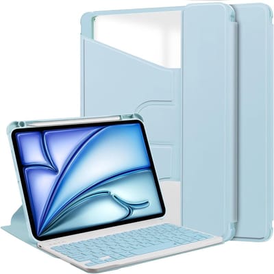 iPad Air 13 Inch Case - Tablet Hoesje - Productiviteit Verhogend - 360 Graden Draaibaar - 13 Inch - Hemelsblauw