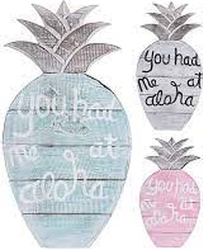 Ananas hout 50x30x3 cm rose