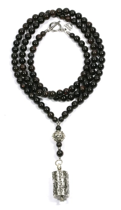 Heaven Eleven - dames - ketting - granaat - zilver - 925 - prayer wheel - gebedswiel - 8mm -80cm