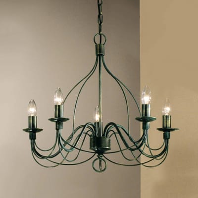 Kögl Kroonluchter Filo 5-lamps groen antiek