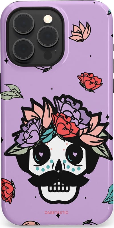 Casetastic Hoesje Geschikt voor Apple iPhone 15 Pro Max Magsafe - Stijlvolle Beschermende Duo-layer Case - Schedel Snor