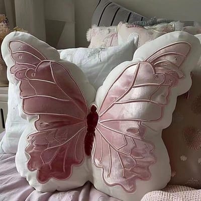 Ins Wind Pastorale Meisjes Hart Vlinder Kussen Schattig Origineel Kussen Zacht Roze Vlinder Kussen Nachtkastje Kussen Sierkussens 55x32cm