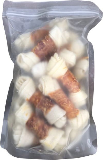 Geknoopte Runderhuid met kip - Hondensnack - 500 Gram - 10cm - ca. 15 Stuks