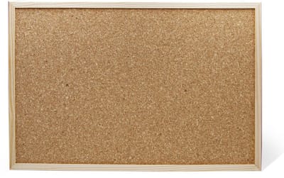 Kurkbord met houten frame voor gebruik als reclamebord, voor het ophangen van post-its, tijdschema's, foto's, kalender of kaarten, incl. 6 punaises en 2 haken - Phytourie