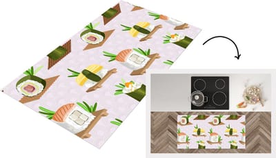 Keukenloper - Loper keuken - Patronen - Eten - Sushi - Japan - 120x60 cm - Keukenloper vinyl