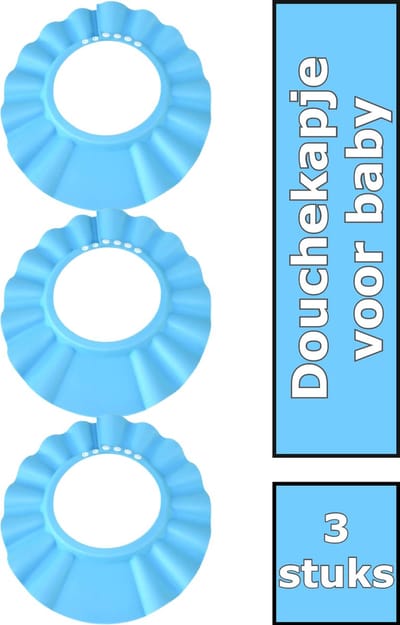 Borvat® | Douchekapje voor baby | Douche Shower Cap | Baby | Kinderen | Douche kap | 3stuks | blauw