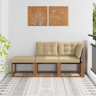 vidaXL - 3 - st - Modulaire - buitensofa-eenheden - Natuurlijk - en - Beige