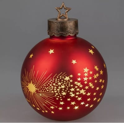 Kerstbal - Decoratie - XL - Rood - 35cm - Ø25cm - incl ledlicht - incl. AAA batterij