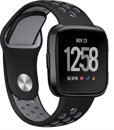 Shop4 - Fitbit Versa Bandje - Siliconen Zwart Grijs