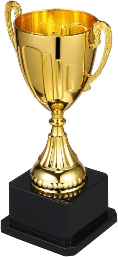 Gouden Prijzen Trofee - Plastic Bekers - Sportevenementen Bekronen - Elegante Glanzende Afwerking - 19 cm Hoog - Goud