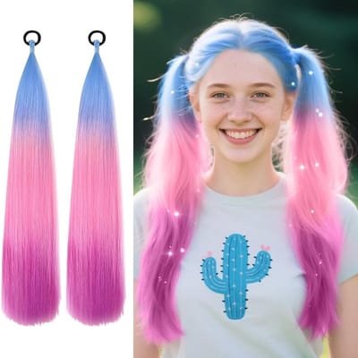 Ponytail Extensions met Gradient Kleur, Vlecht Haaraccessoires voor Feestjes en Festivals, Geschikt voor Vrouwen en Kinderen