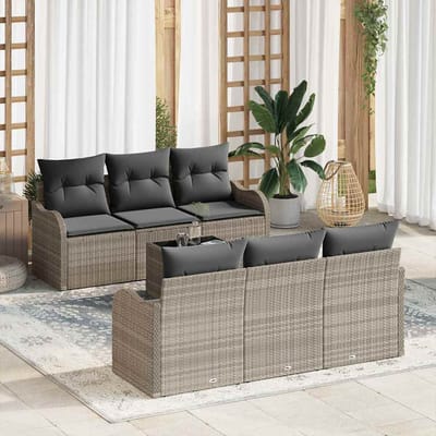 vidaXL - Tuinbank - Set - Lichtgrijs - 55 - x - 55 - x - 37 - cm - poly - rattan