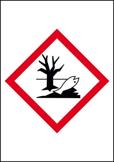 GHS09 milieugevaarlijke stoffen sticker, 10 per vel, rechthoek 26 x 37 mm - 10 per vel