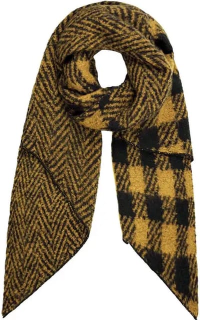 Gele Dubbele Print Wintersjaal - Fashion Winter Sjaals - Geel Zwarte Print