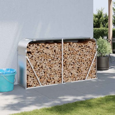 vidaXL - Haardhoutopslag - 180x45x100 - cm - gegalvaniseerd - staal - zilverkleur