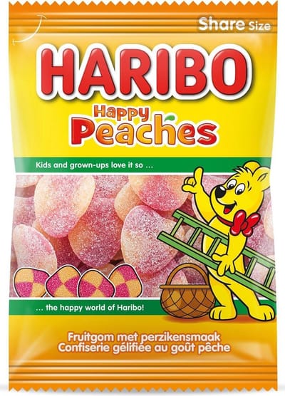 Haribo snoep perziken, zak van 185 g