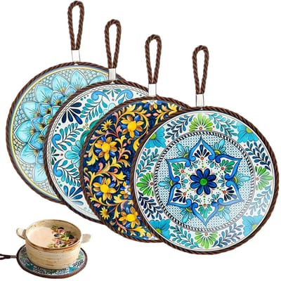 Dailygoods - Onderzetter - Keramische onderzetter - Vintage model - Geschikt voor kopjes en borden - Elegante keukenaccessoires - Multifunctionele ond...