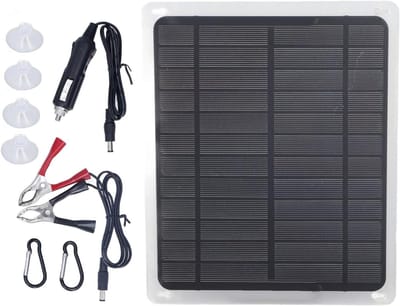 Zonnepaneel Kit - Batterijlader Paneel - Apparaten Opladen - Hoge Conversie Efficiëntie - 20W 12V - Zwart